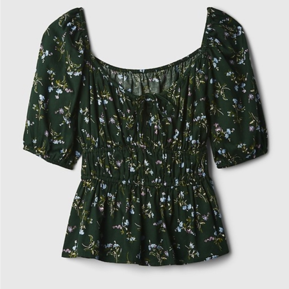 GAP Dark Green Floral Blouse